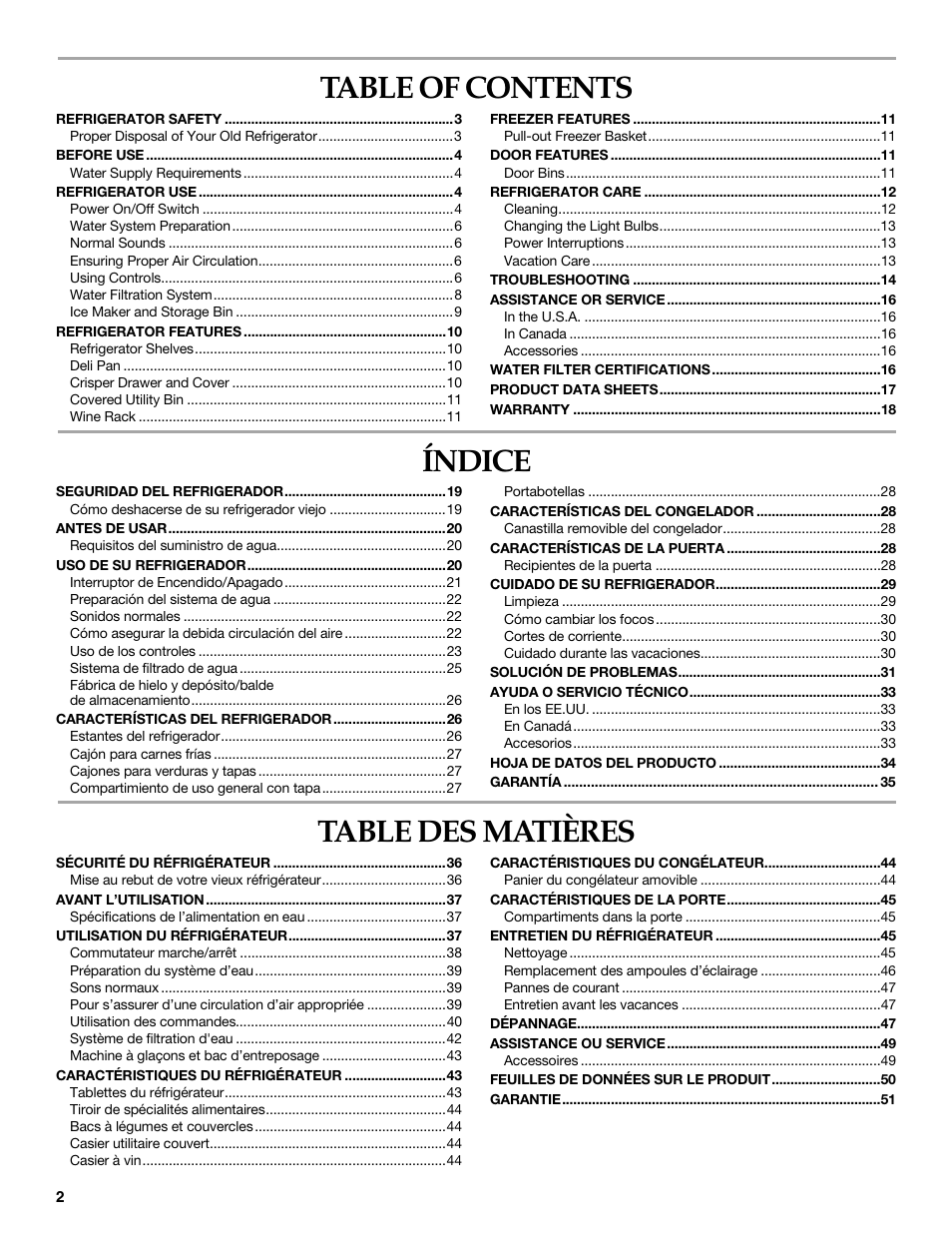 KITCHENAID WF-LC400V User Manual | Page 2 / 52