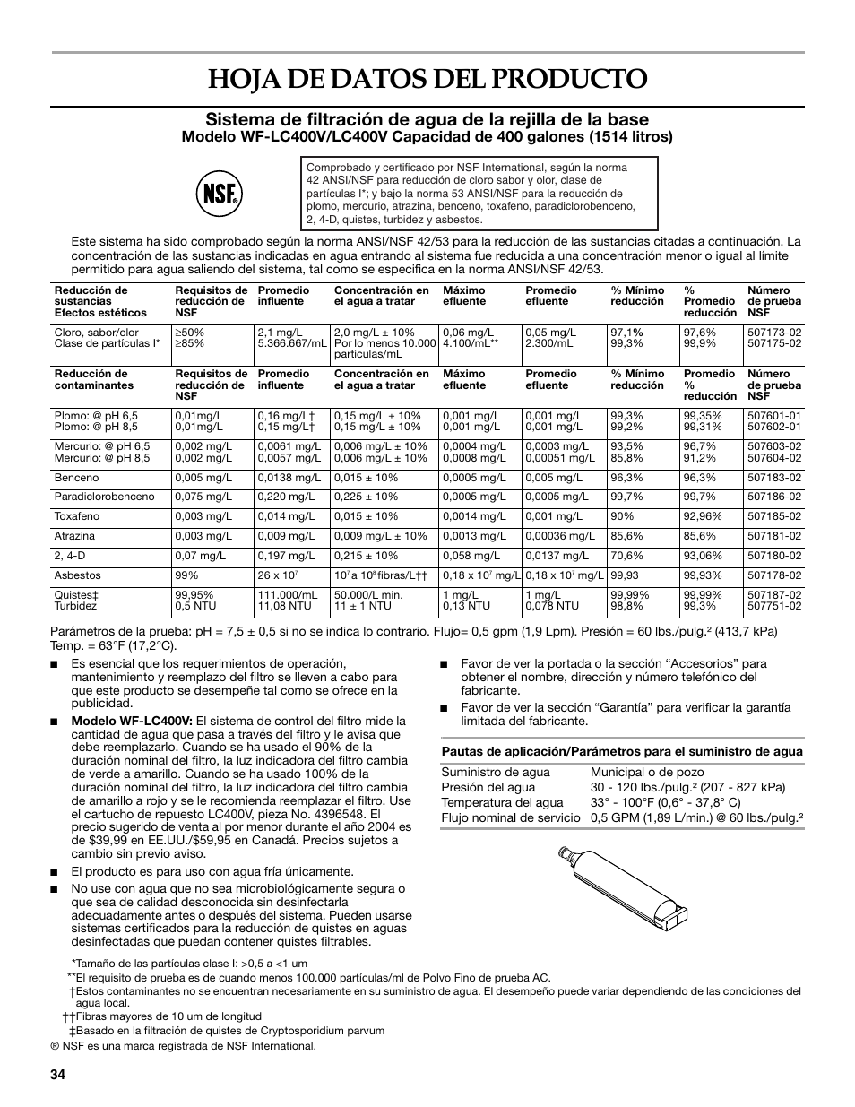 Hoja de datos del producto | KITCHENAID WF-LC400V User Manual | Page 34 / 52