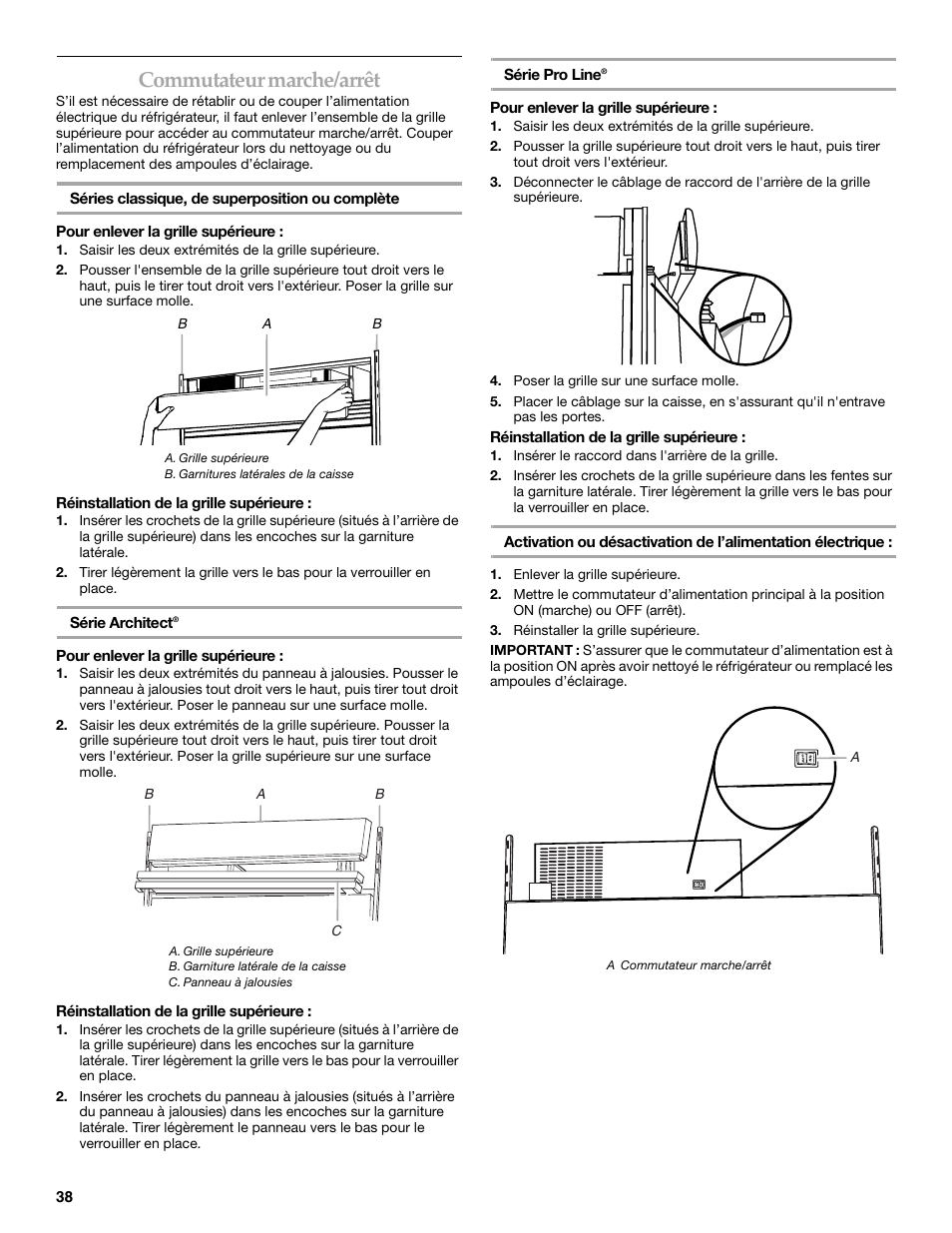 Commutateur marche/arrêt | KITCHENAID WF-LC400V User Manual | Page 38 / 52