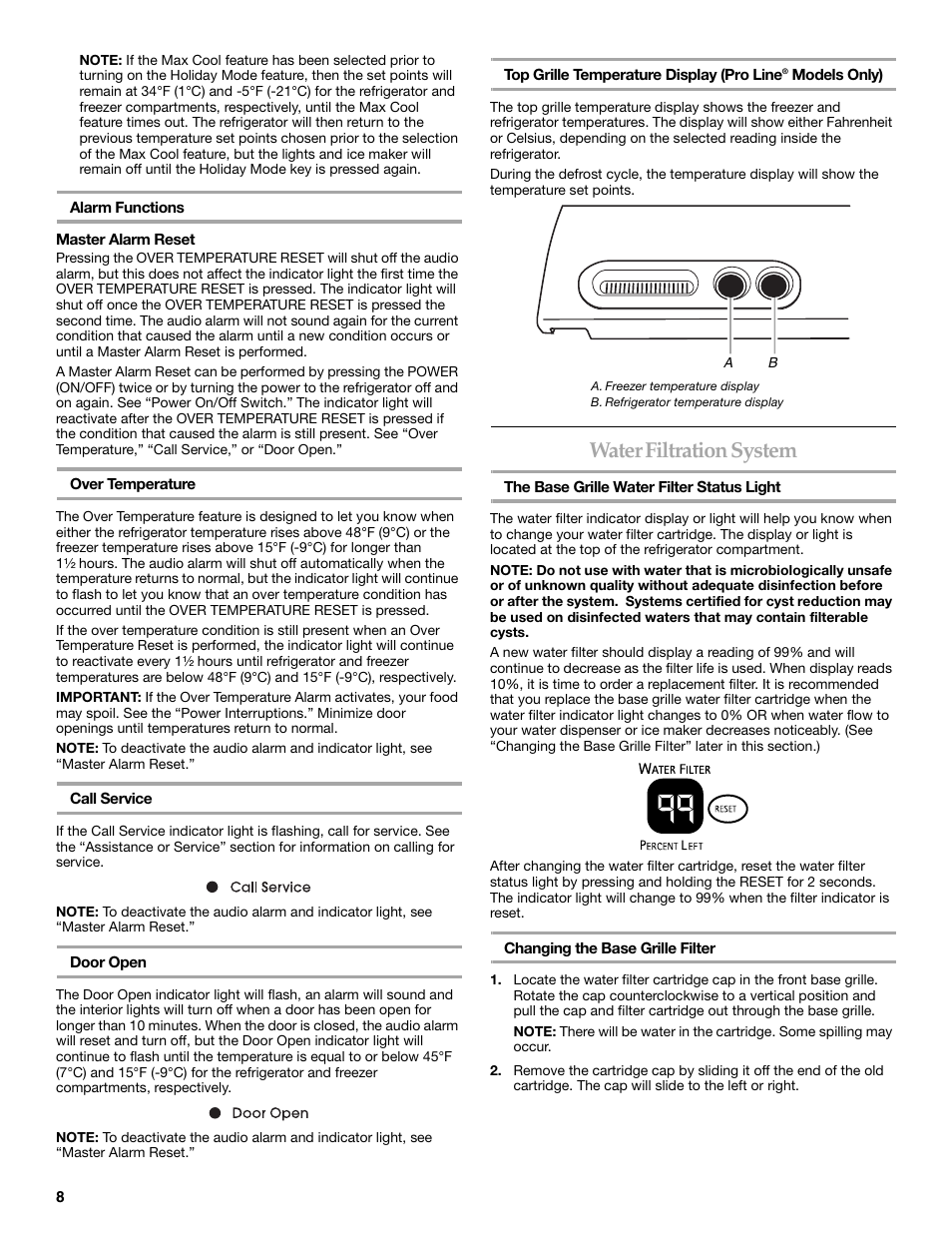 Water filtration system | KITCHENAID WF-LC400V User Manual | Page 8 / 52