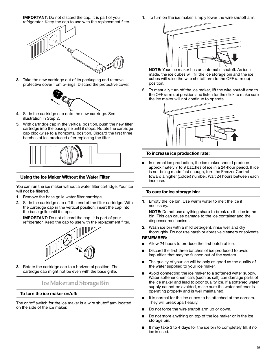 Ice maker and storage bin | KITCHENAID WF-LC400V User Manual | Page 9 / 52