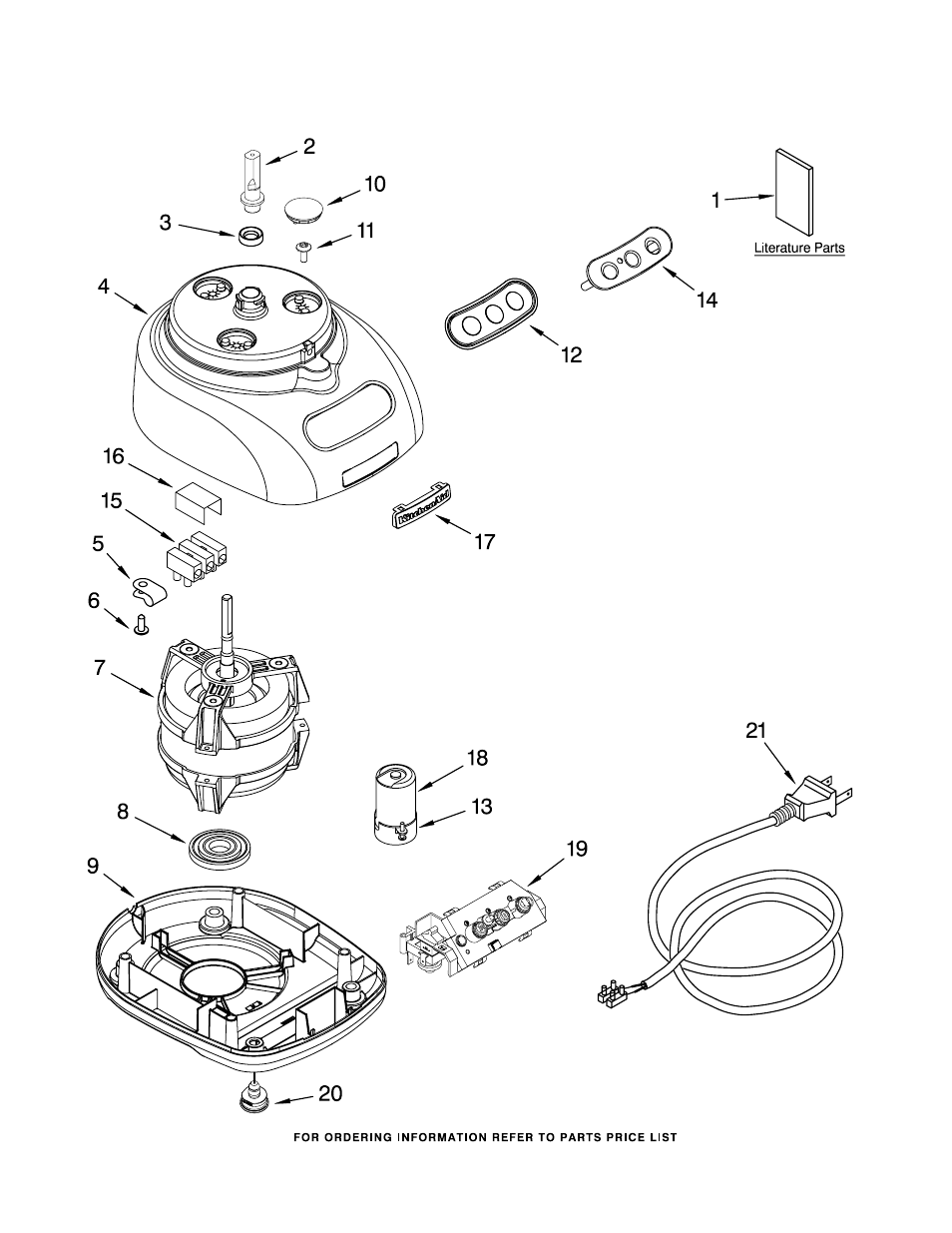 Motor and housing, Motor and housing parts | KITCHENAID KFP750BW1 User Manual | Page 2 / 5