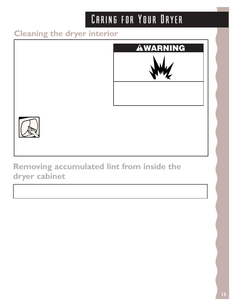 Cleaning the dryer interior, Wwarning | KITCHENAID 3405633 User Manual | Page 15 / 20