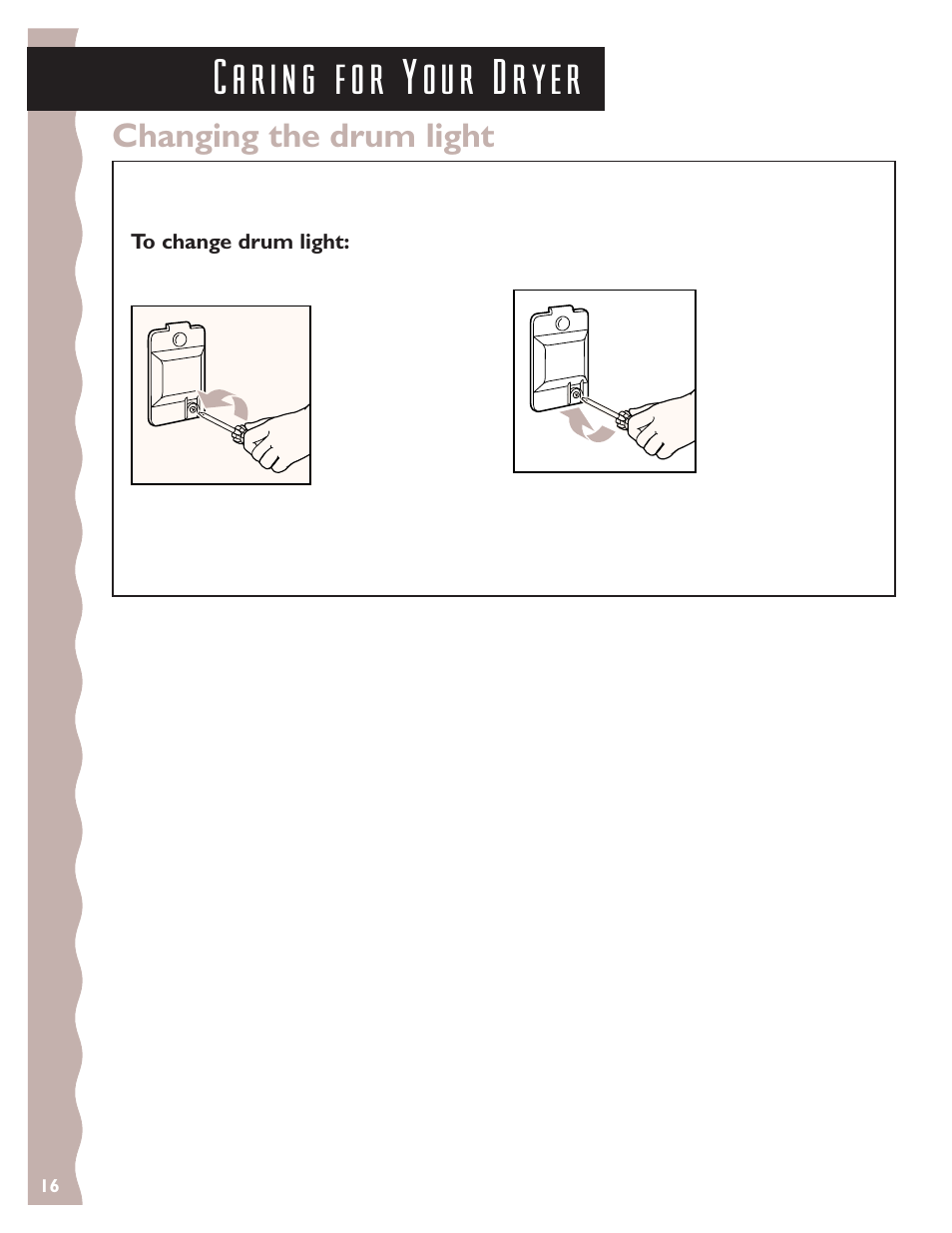 Changing the drum light | KITCHENAID 3405633 User Manual | Page 16 / 20