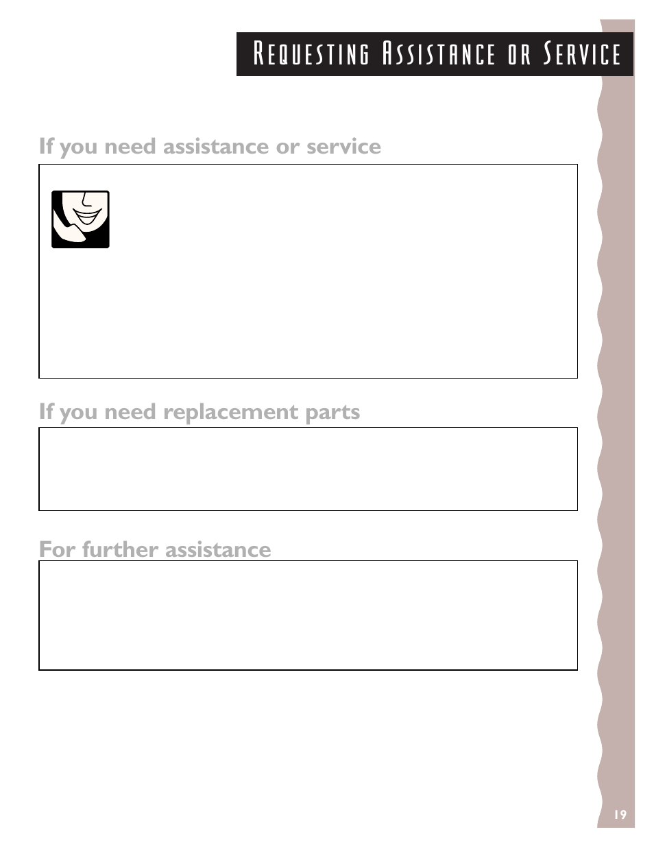 Assistance or service, If you need assistance or service, If you need replacement parts | For further assistance | KITCHENAID 3405633 User Manual | Page 19 / 20