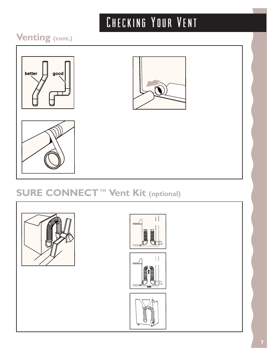 Venting, Sure connect, Vent kit | Optional) | KITCHENAID 3405633 User Manual | Page 7 / 20