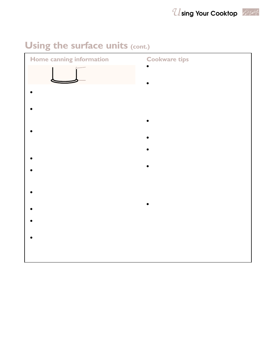 Using the surface units | KITCHENAID YKECD805H User Manual | Page 7 / 16