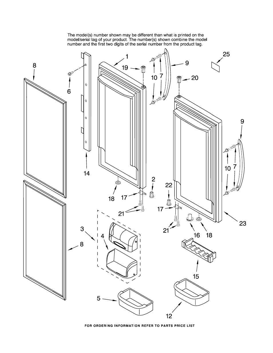 Refrigerator door, Refrigerator door parts | KITCHENAID KBFS20EVMS00 User Manual | Page 7 / 15