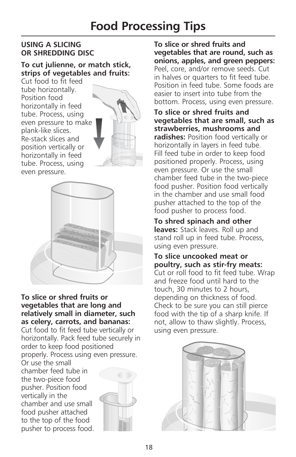 Food processing tips | KITCHENAID 670 User Manual | Page 20 / 92