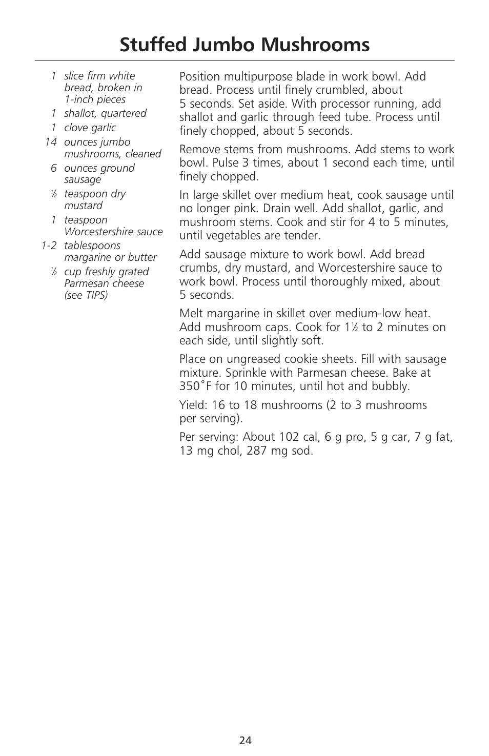 Stuffed jumbo mushrooms | KITCHENAID 670 User Manual | Page 26 / 92