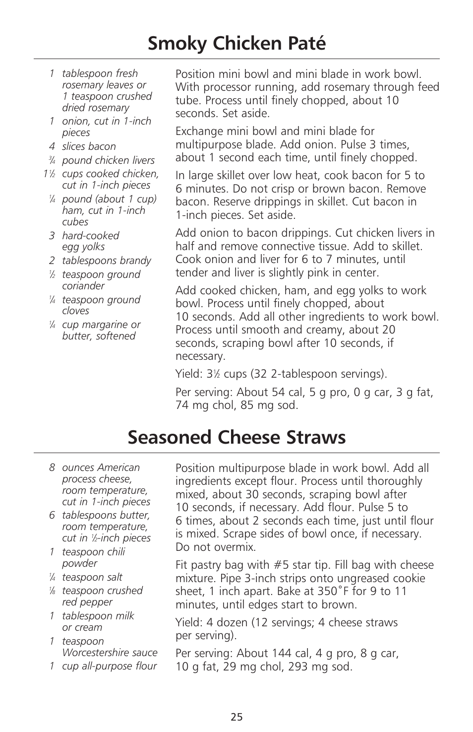 Seasoned cheese straws, Smoky chicken paté | KITCHENAID 670 User Manual | Page 27 / 92