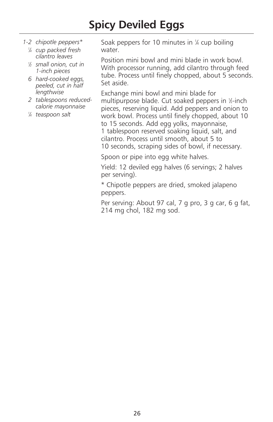 Spicy deviled eggs, Soak peppers for 10 minutes in | KITCHENAID 670 User Manual | Page 28 / 92