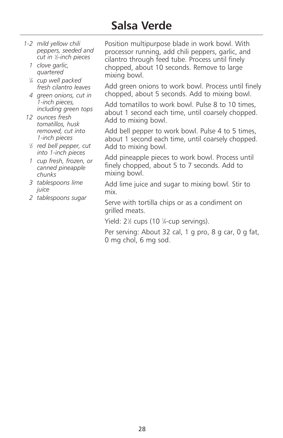 Salsa verde, Cups (10 | KITCHENAID 670 User Manual | Page 30 / 92