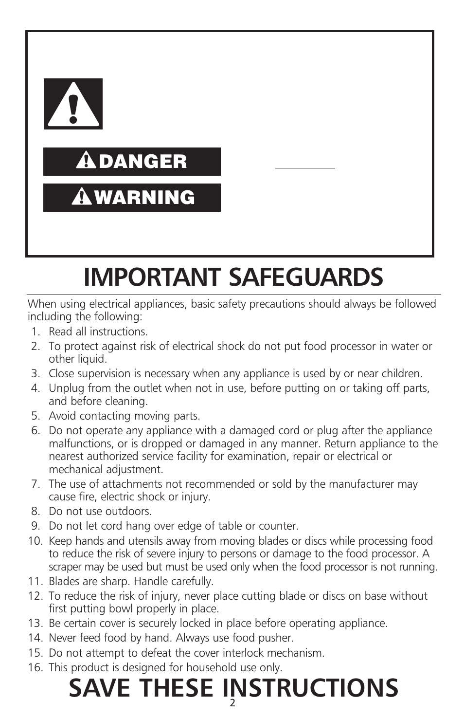 Important safeguards, Save these instructions, Warning | Danger | KITCHENAID 670 User Manual | Page 4 / 92
