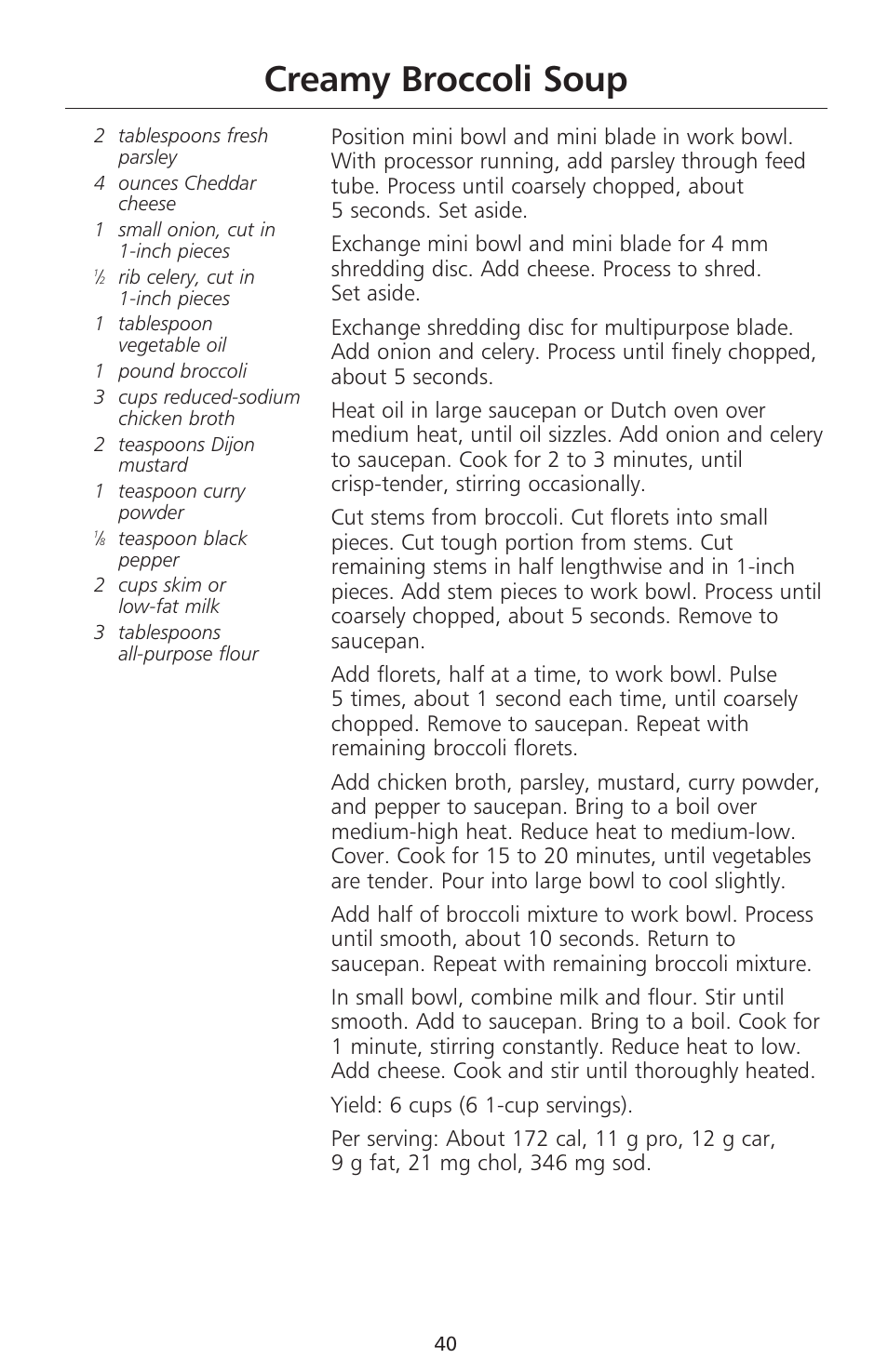 Creamy broccoli soup | KITCHENAID 670 User Manual | Page 42 / 92