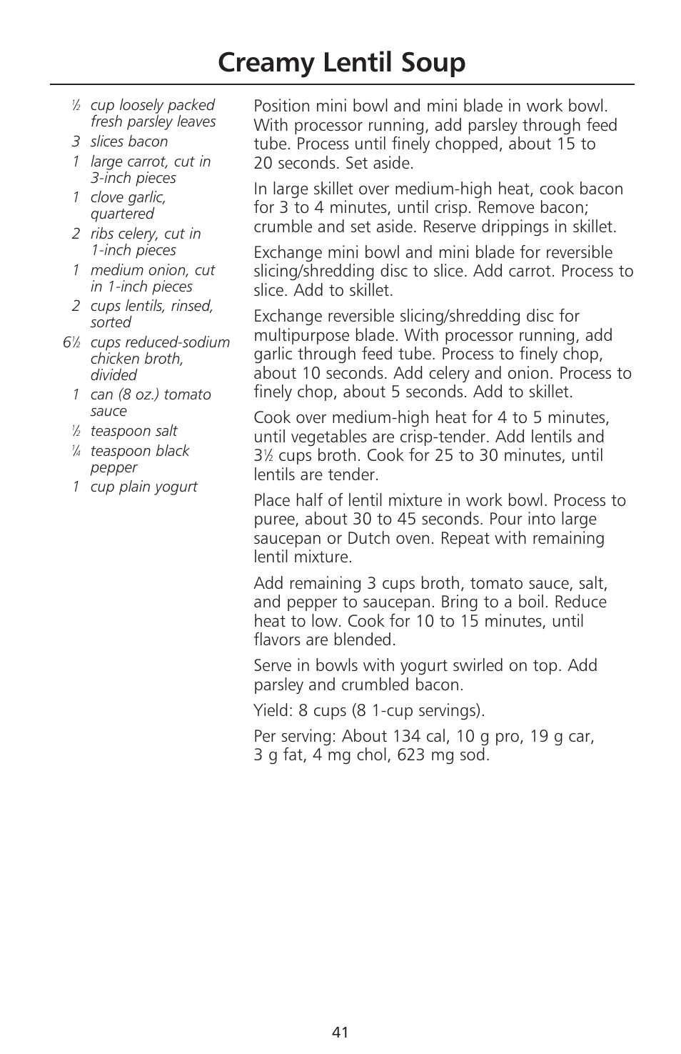 Creamy lentil soup | KITCHENAID 670 User Manual | Page 43 / 92