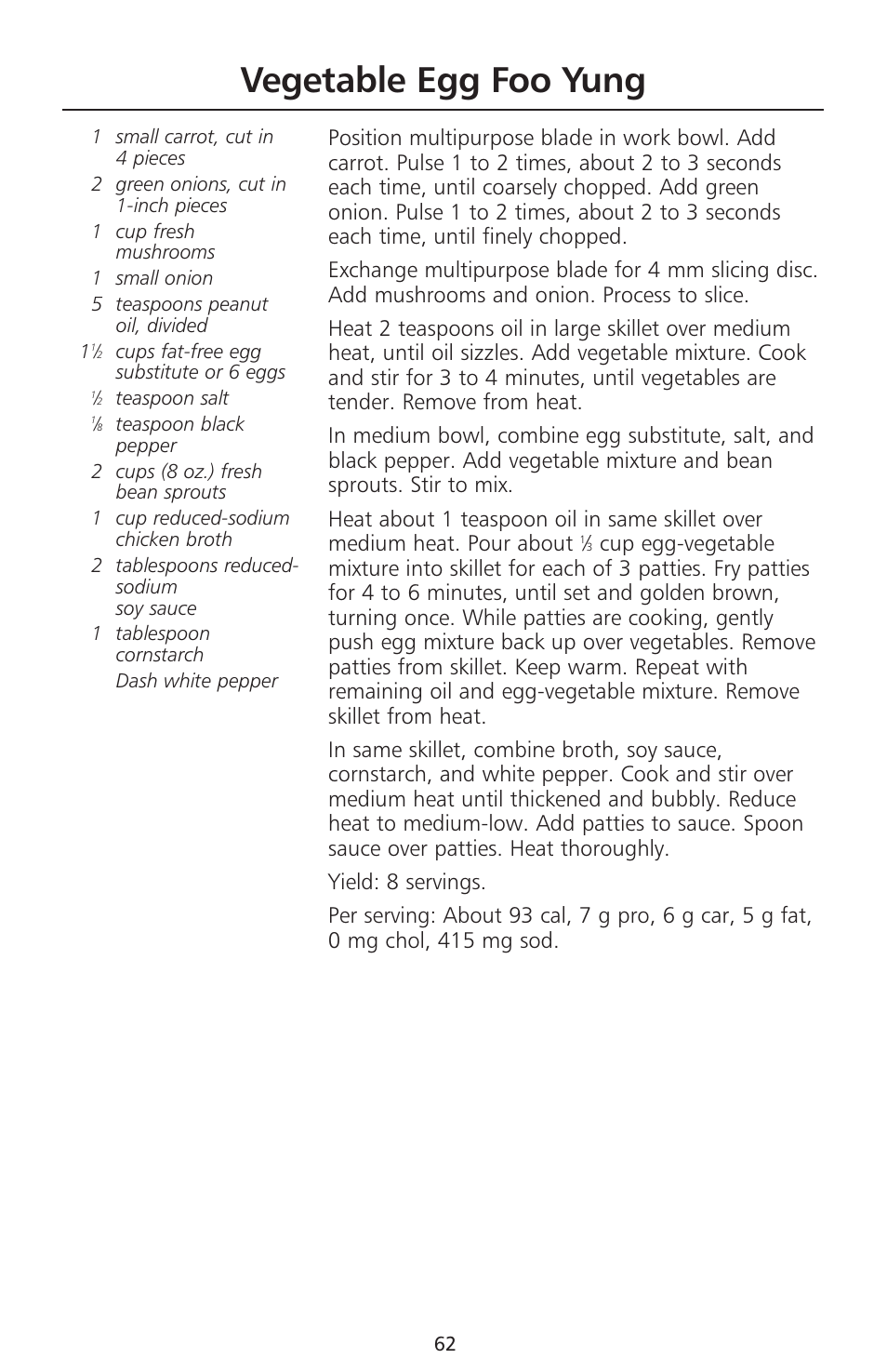 Vegetable egg foo yung | KITCHENAID 670 User Manual | Page 64 / 92