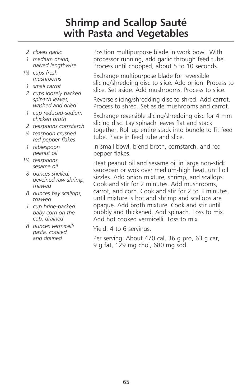 Shrimp and scallop sauté with pasta and vegetables | KITCHENAID 670 User Manual | Page 67 / 92