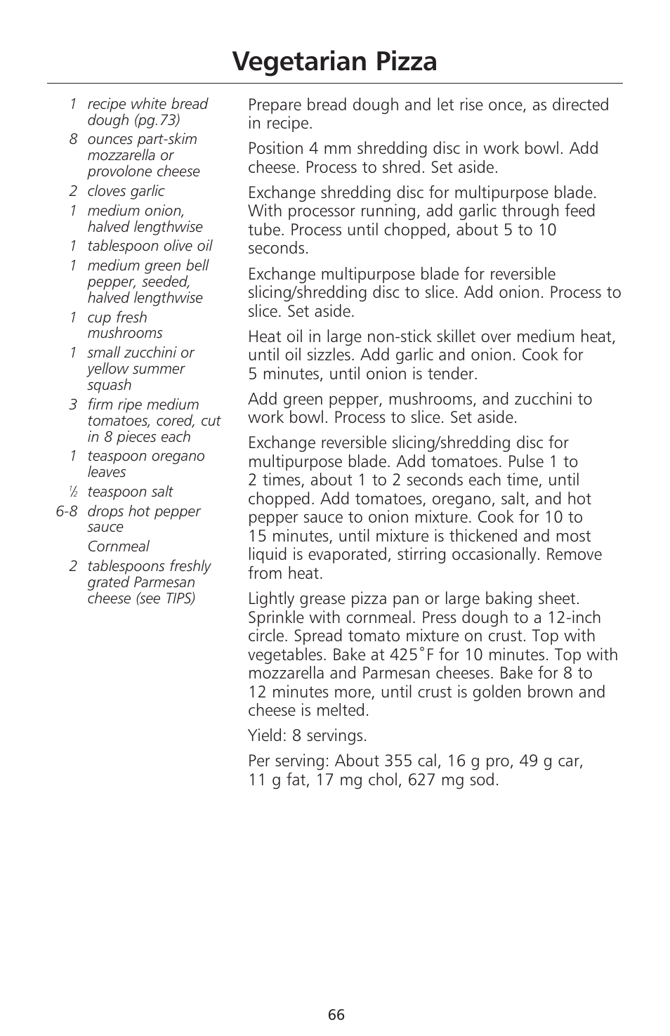 Vegetarian pizza | KITCHENAID 670 User Manual | Page 68 / 92