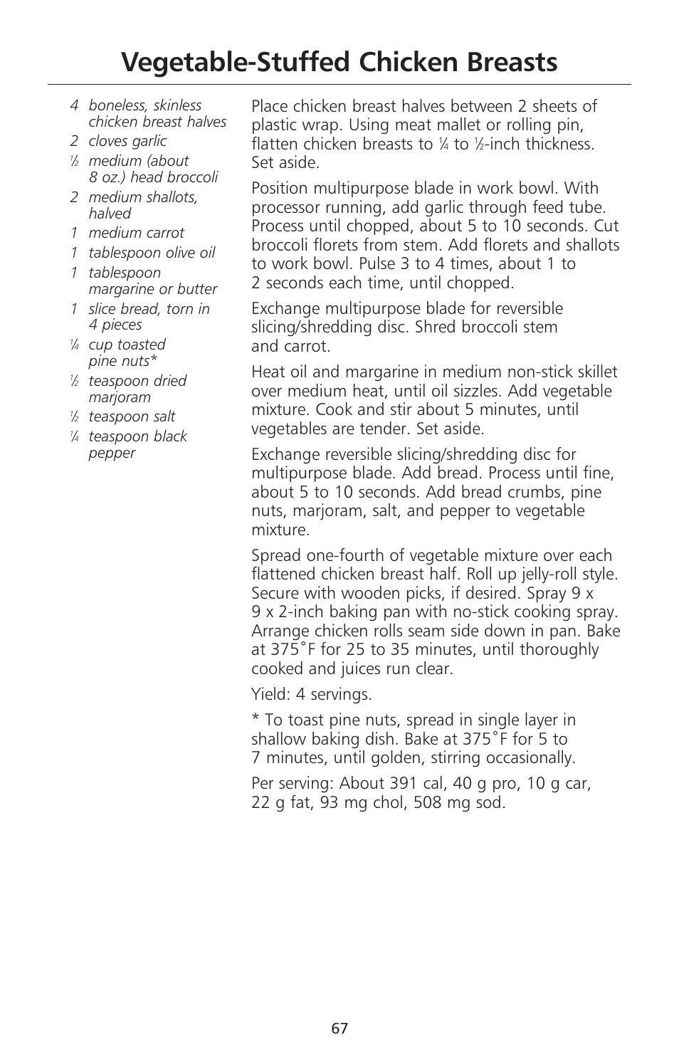 Vegetable-stuffed chicken breasts | KITCHENAID 670 User Manual | Page 69 / 92