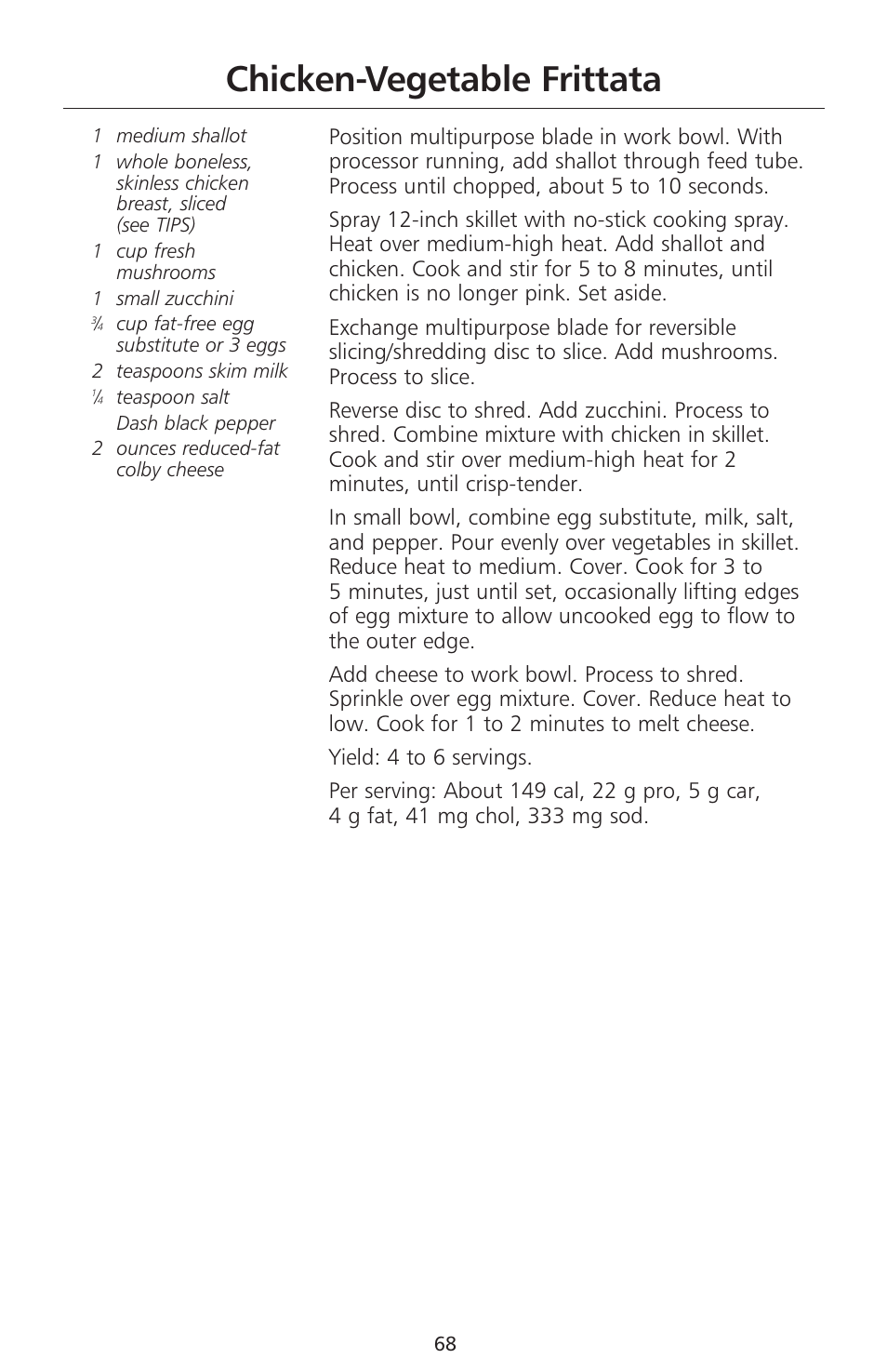 Chicken-vegetable frittata | KITCHENAID 670 User Manual | Page 70 / 92