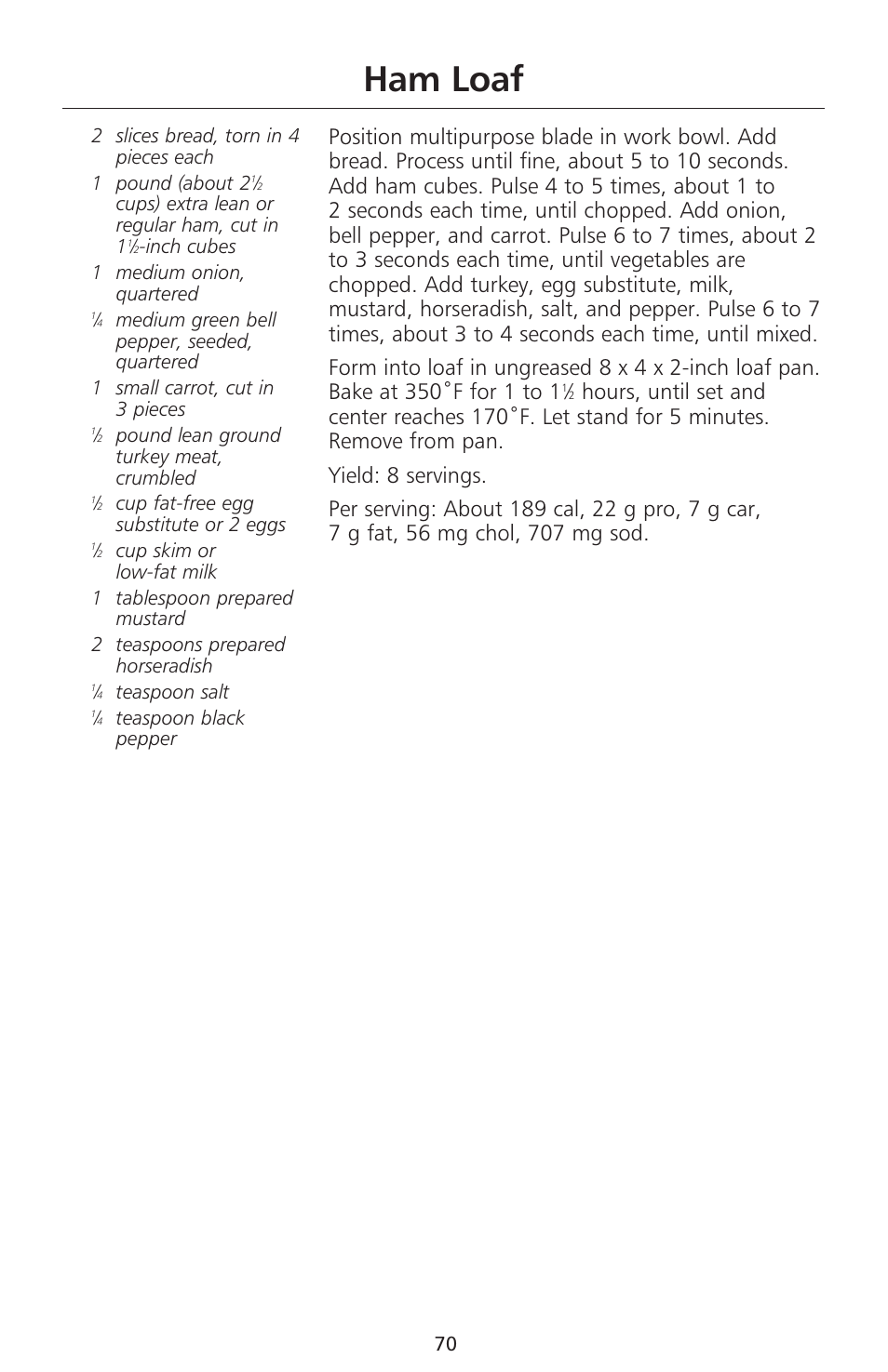 Ham loaf | KITCHENAID 670 User Manual | Page 72 / 92