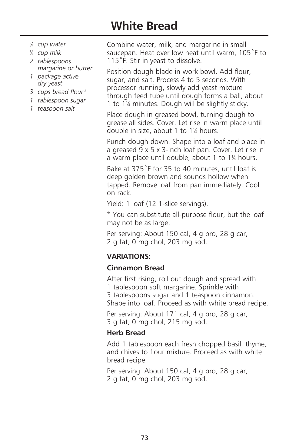 White bread | KITCHENAID 670 User Manual | Page 75 / 92