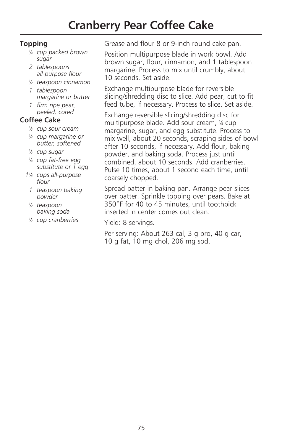 Cranberry pear coffee cake, Topping, Coffee cake | KITCHENAID 670 User Manual | Page 77 / 92