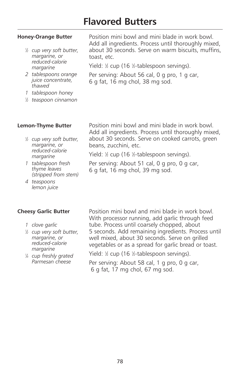 Flavored butters, Cup (16 | KITCHENAID 670 User Manual | Page 80 / 92