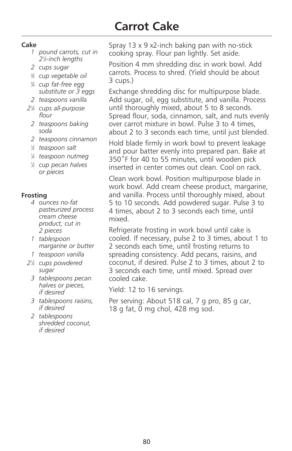 Carrot cake | KITCHENAID 670 User Manual | Page 82 / 92