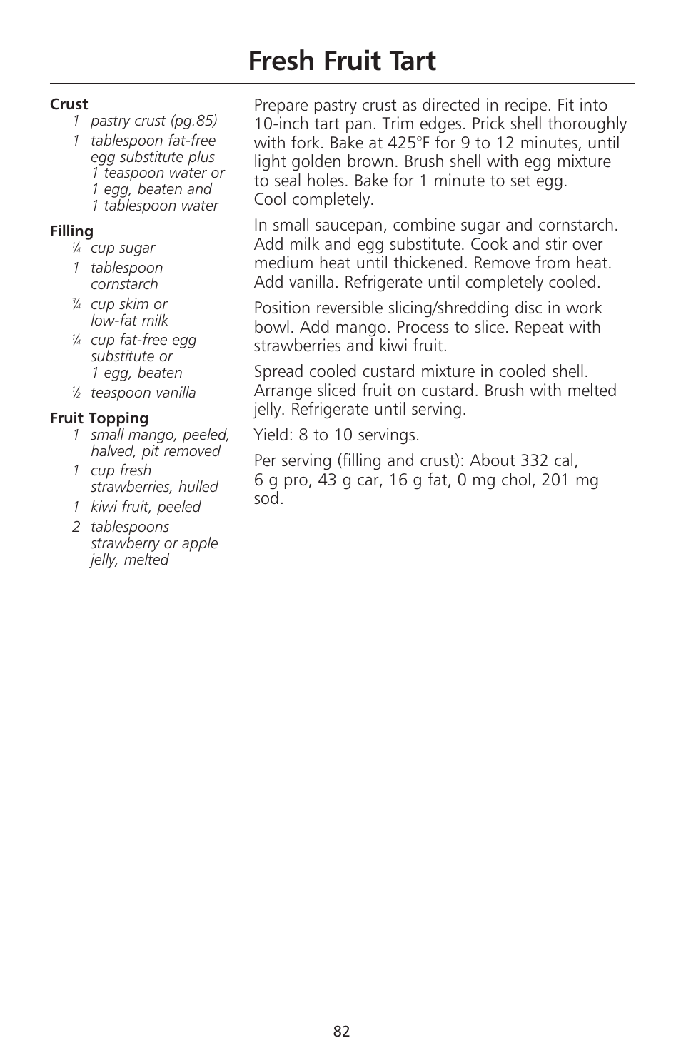 Fresh fruit tart | KITCHENAID 670 User Manual | Page 84 / 92