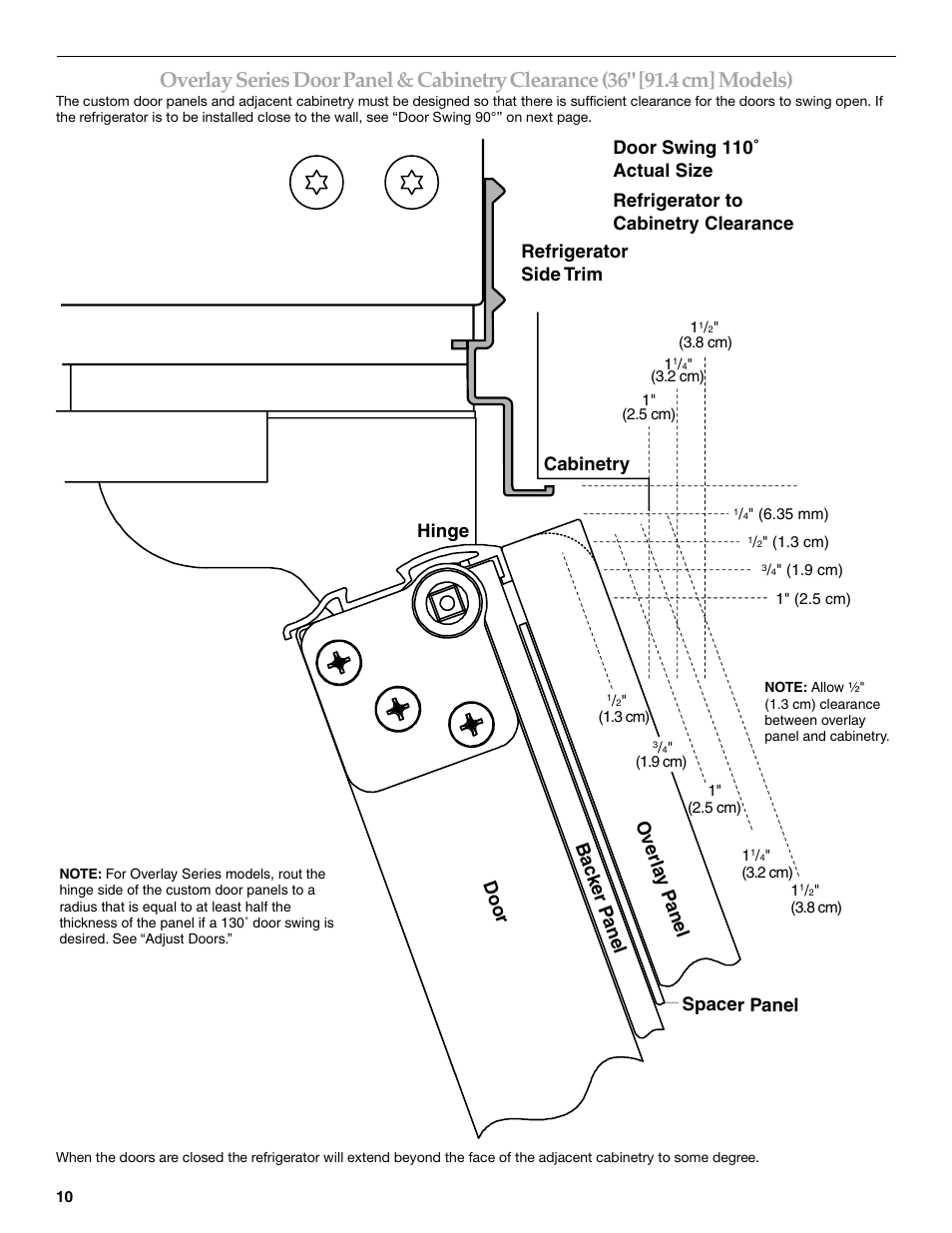 Spacer panel, Cabinetry | KITCHENAID Bottom-Mount Built-In Refrigerator User Manual | Page 10 / 84