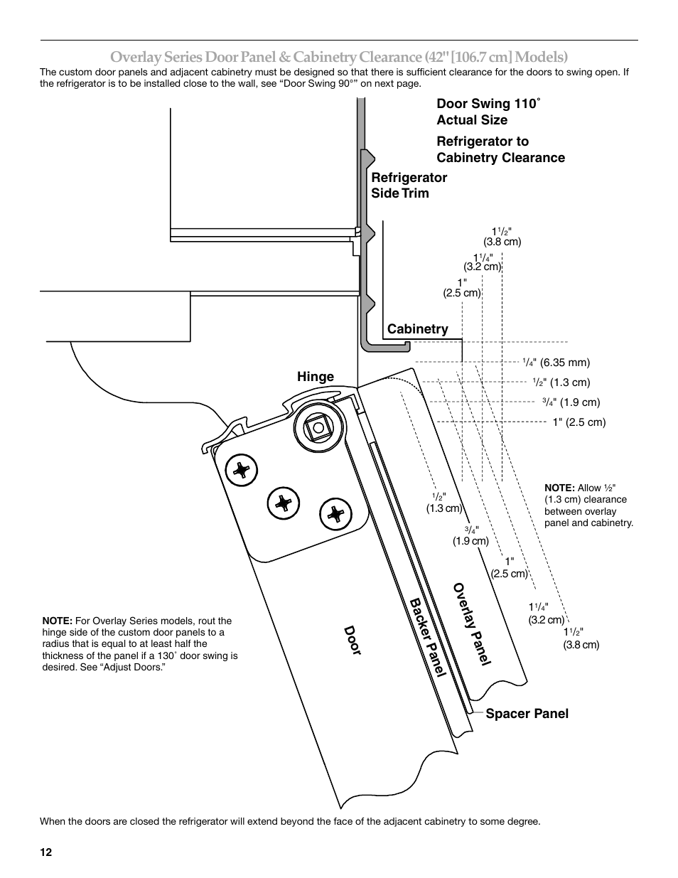 Spacer panel, Cabinetry | KITCHENAID Bottom-Mount Built-In Refrigerator User Manual | Page 12 / 84