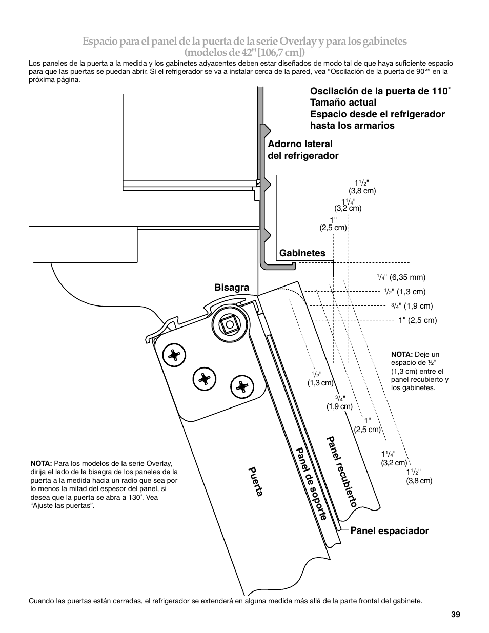 Panel espaciador, Gabinetes | KITCHENAID Bottom-Mount Built-In Refrigerator User Manual | Page 39 / 84