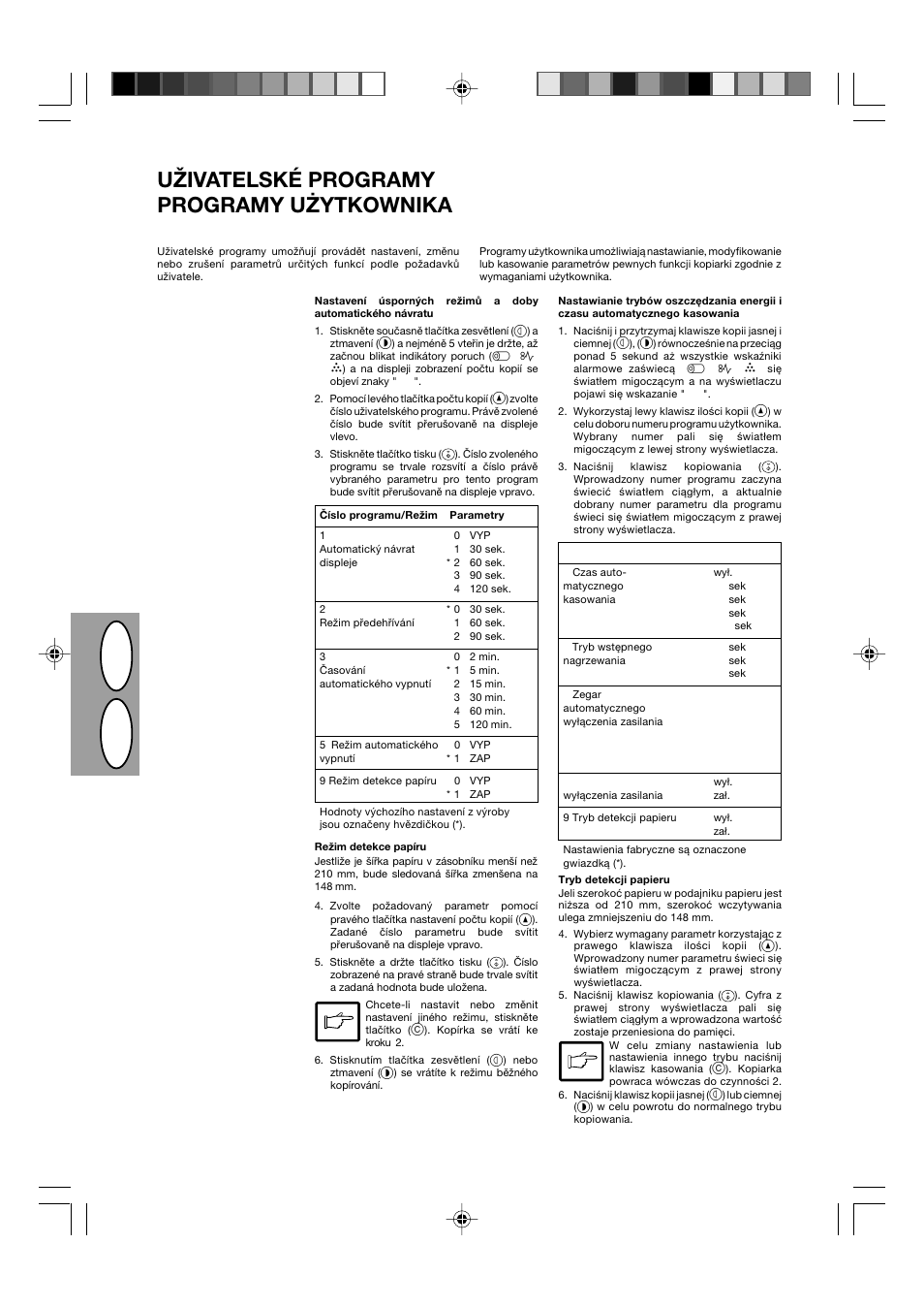 Pl cz, Uživatelské programy programy użytkownika | Sharp AL-840-2 User Manual | Page 72 / 171