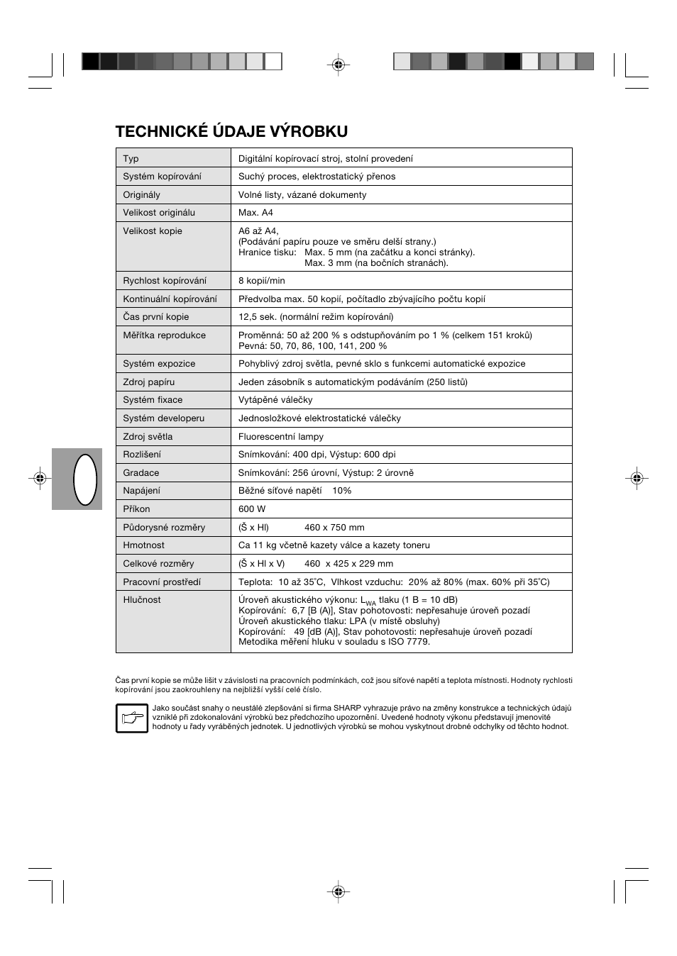 Pl cz, Technické údaje výrobku | Sharp AL-840-2 User Manual | Page 88 / 171