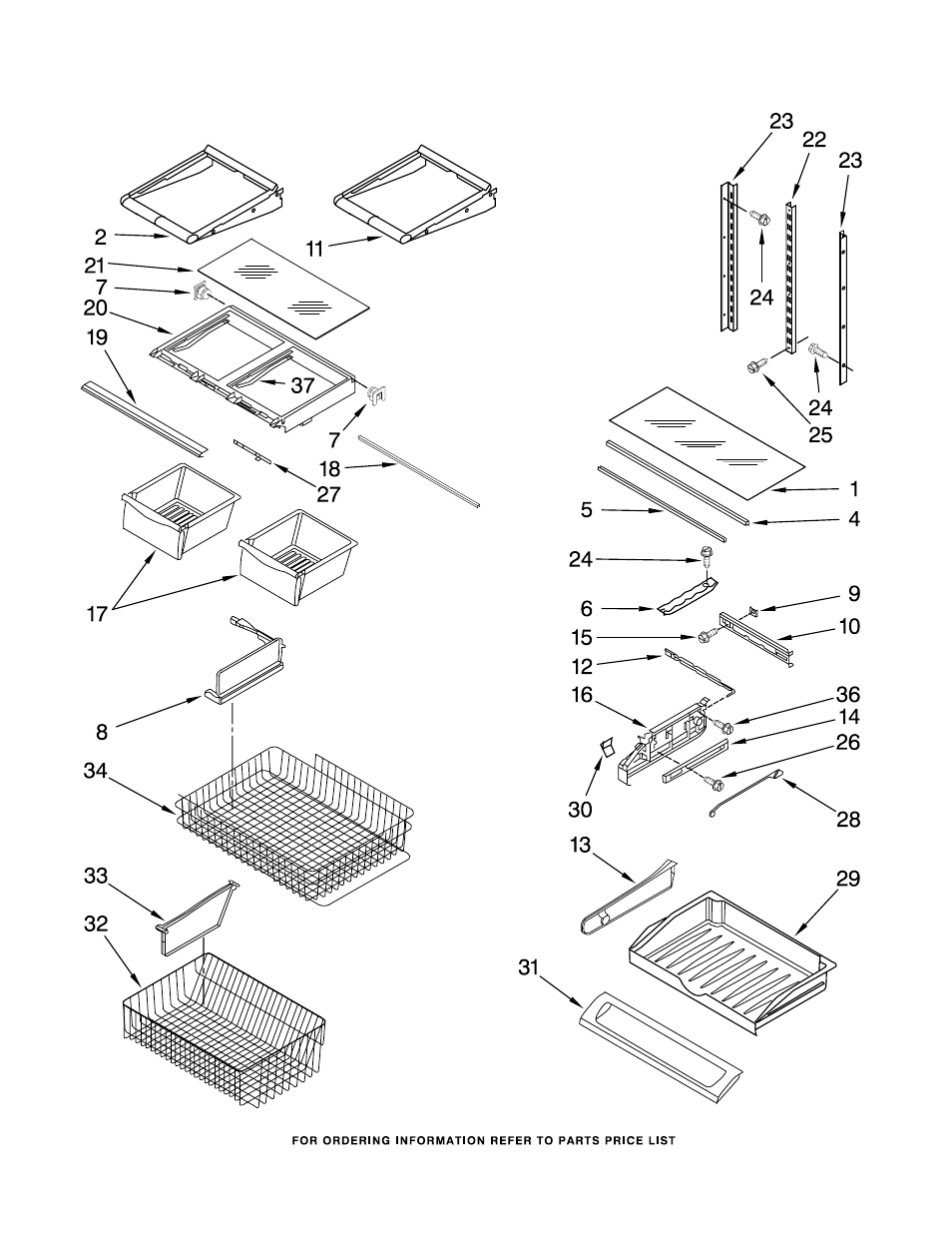 Shelf, Shelf parts | KITCHENAID KBFS25EVWH00 User Manual | Page 11 / 15