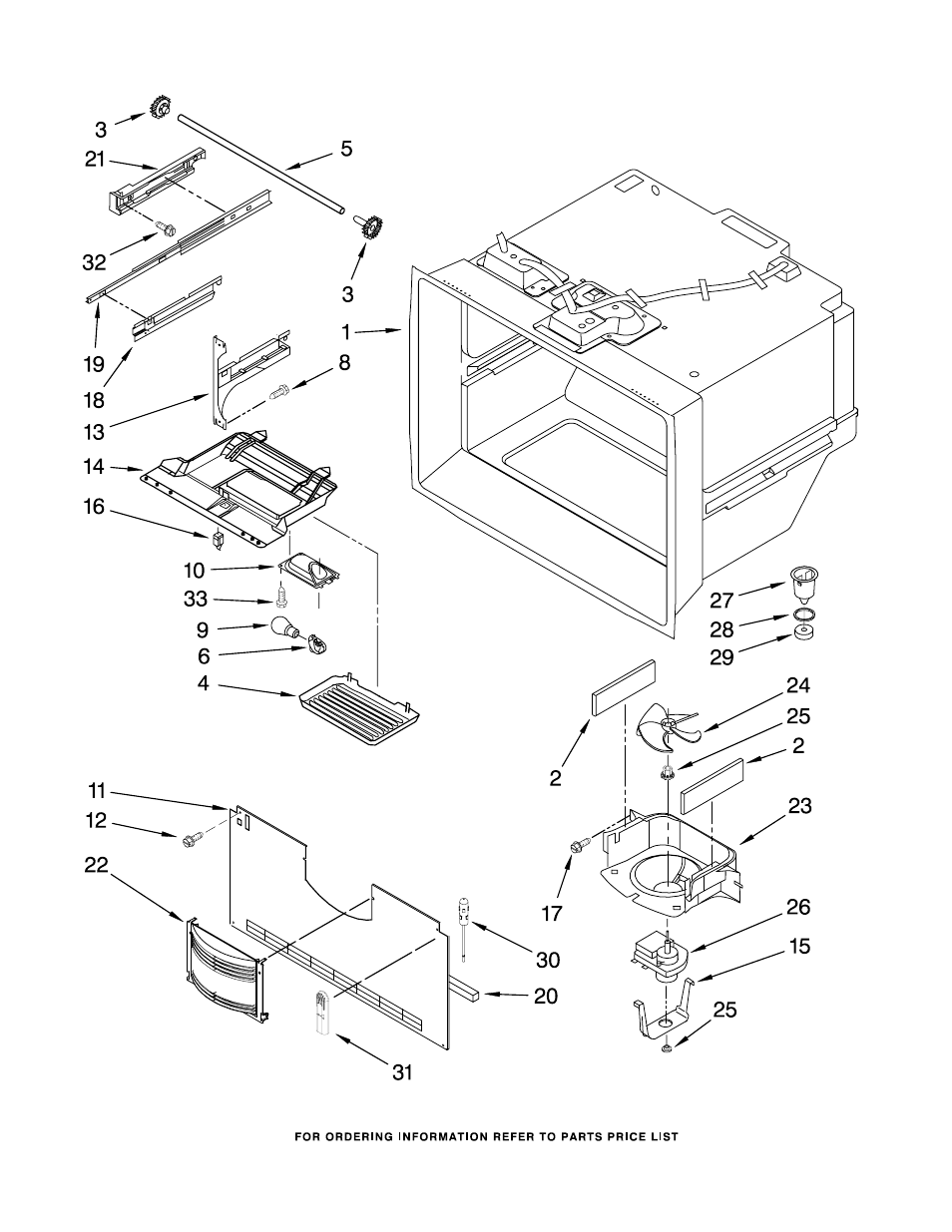 Freezer liner, Freezer liner parts | KITCHENAID KBFS25EVWH00 User Manual | Page 3 / 15