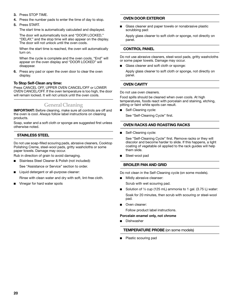 General cleaning | KITCHENAID KEBC147 User Manual | Page 20 / 24