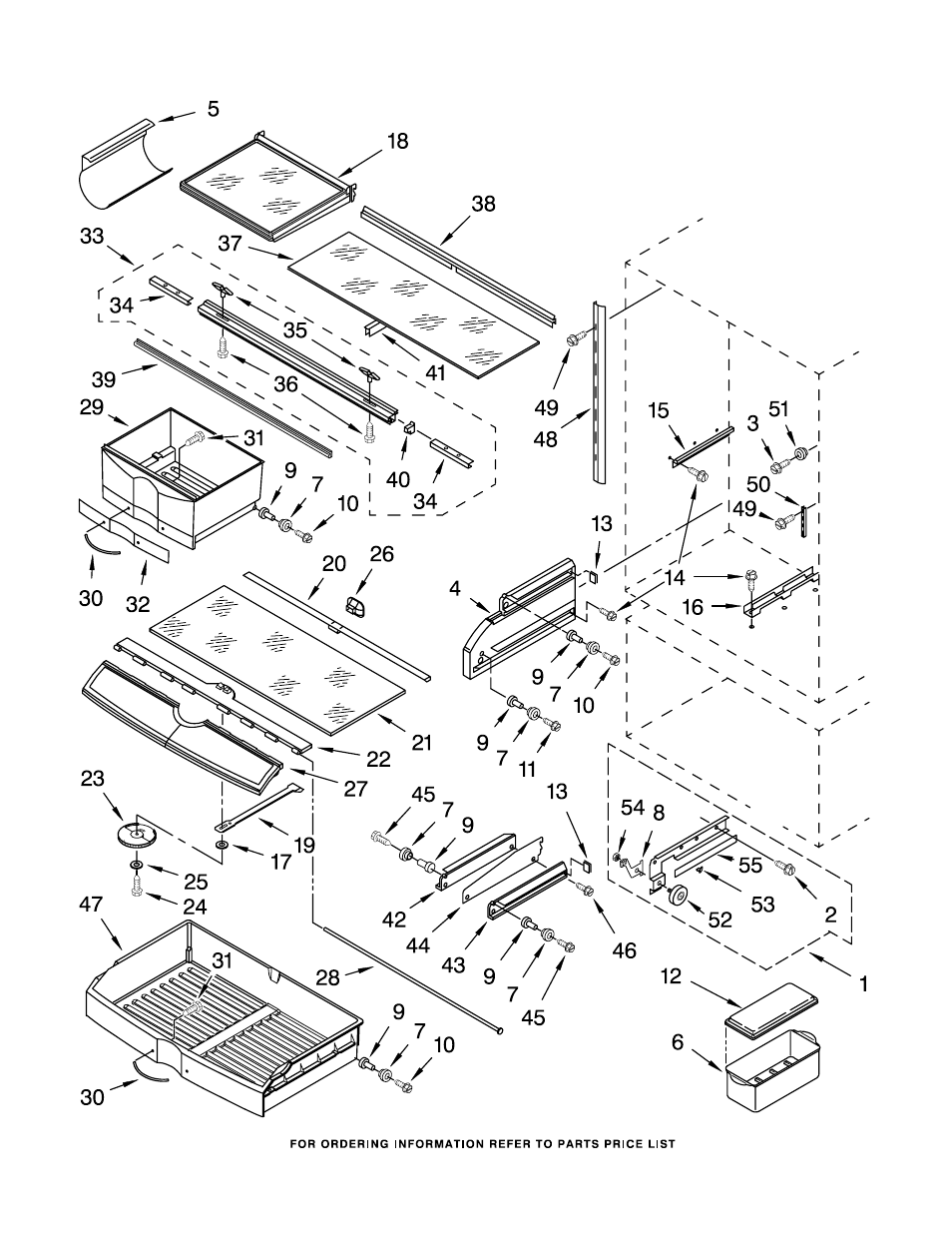 Refrigerator shelf, Refrigerator shelf parts | KITCHENAID KBLS36FKT01 User Manual | Page 7 / 18