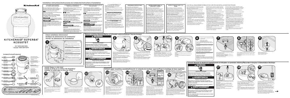 KITCHENAID SUPERBA KCDS075T User Manual | 2 pages