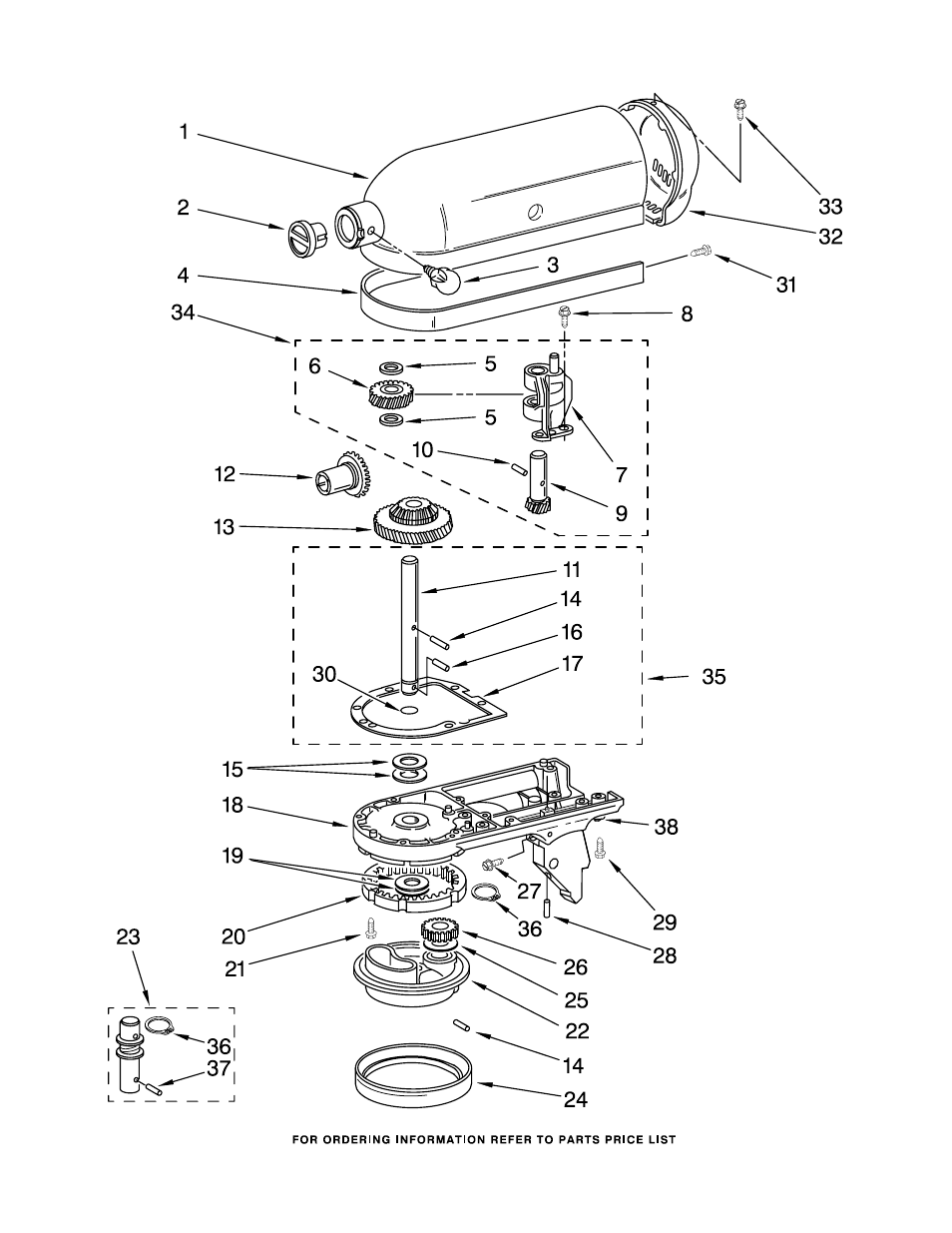 Case, gearing and planetary unit | KITCHENAID KSM150PSMY1 User Manual | Page 4 / 8