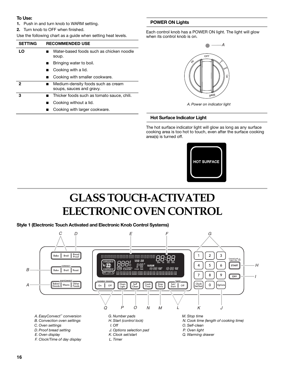 Glass touch-activated electronic oven control | KITCHENAID ARCHITECT SERIES II KERS807 User Manual | Page 16 / 32