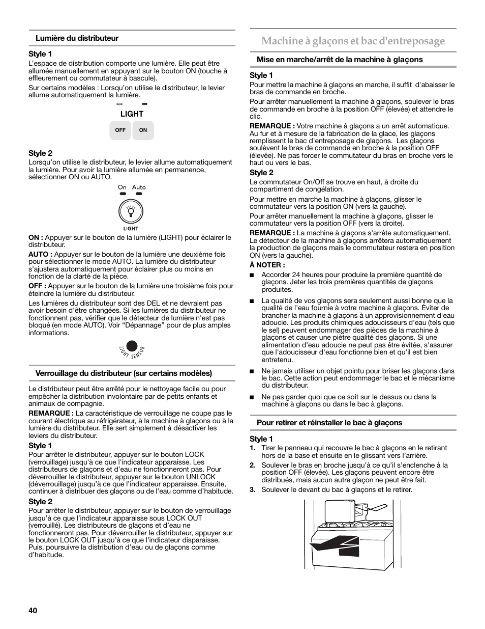 Machine à glaçons et bac d'entreposage | KITCHENAID 2315184A User Manual | Page 40 / 48