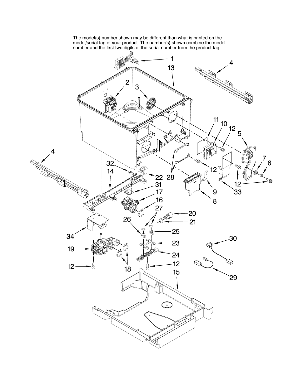 Tub parts | KITCHENAID KUDD03DTPA10 User Manual | Page 2 / 8