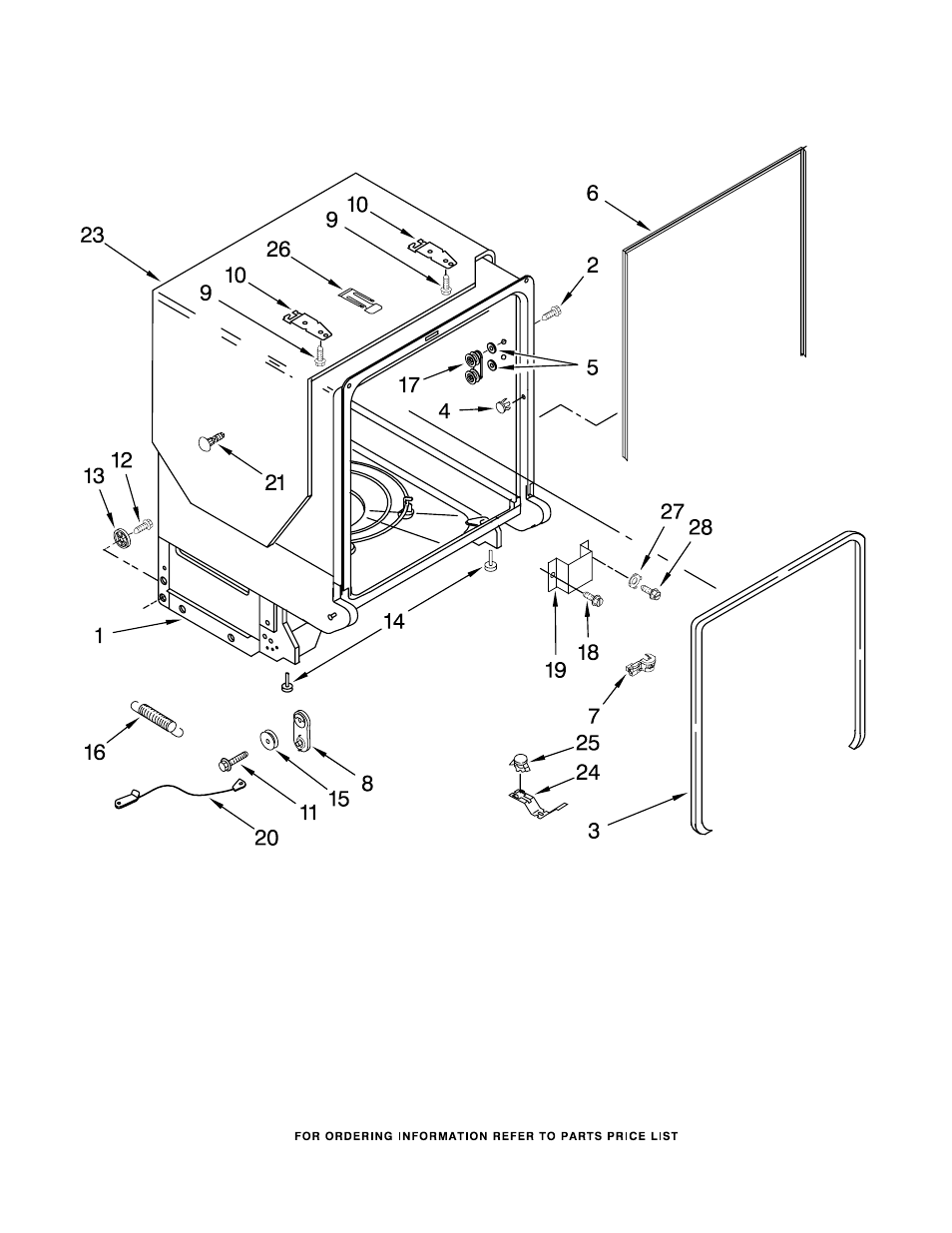 Tub and frame, Tub and frame parts | KITCHENAID KUDC03ITBS3 User Manual | Page 5 / 14