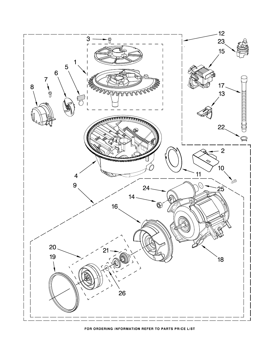 Pump and motor, Pump and motor parts | KITCHENAID KUDC03ITBS3 User Manual | Page 7 / 14