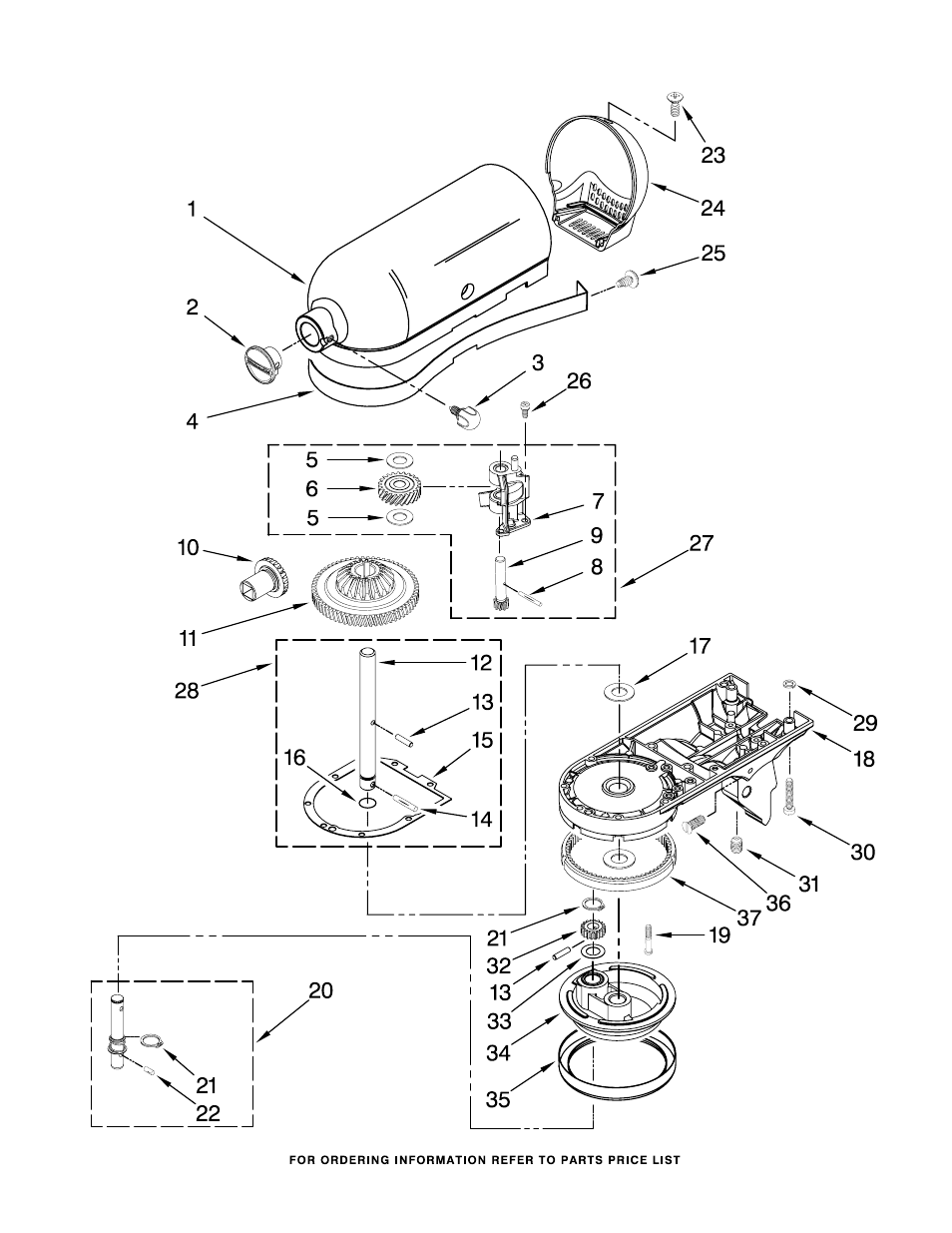 Case, gearing and planetary unit | KITCHENAID KSM100PSMC0 User Manual | Page 4 / 9
