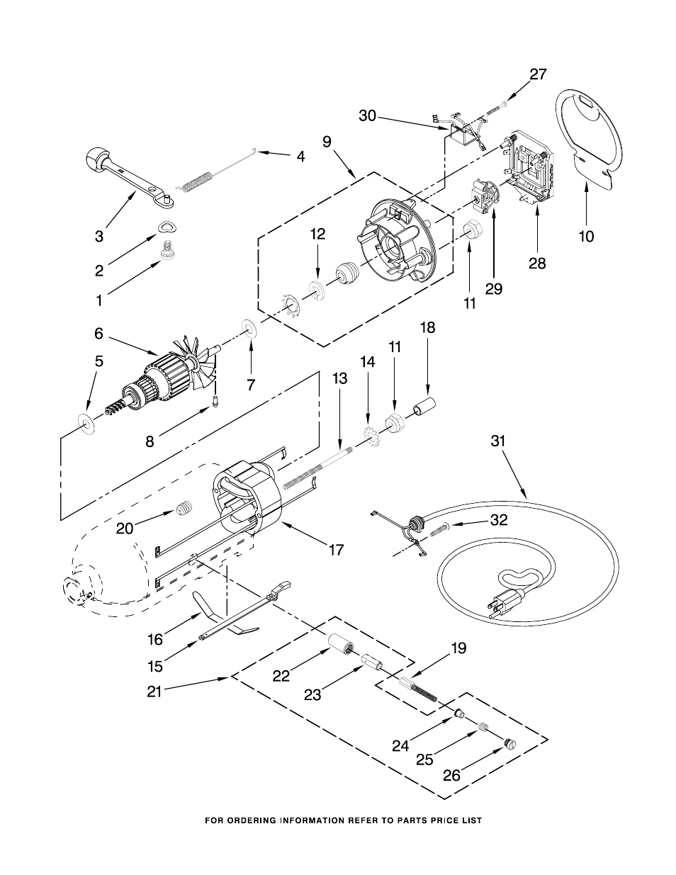 Motor and control, Motor and control parts | KITCHENAID KSM100PSMC0 User Manual | Page 6 / 9