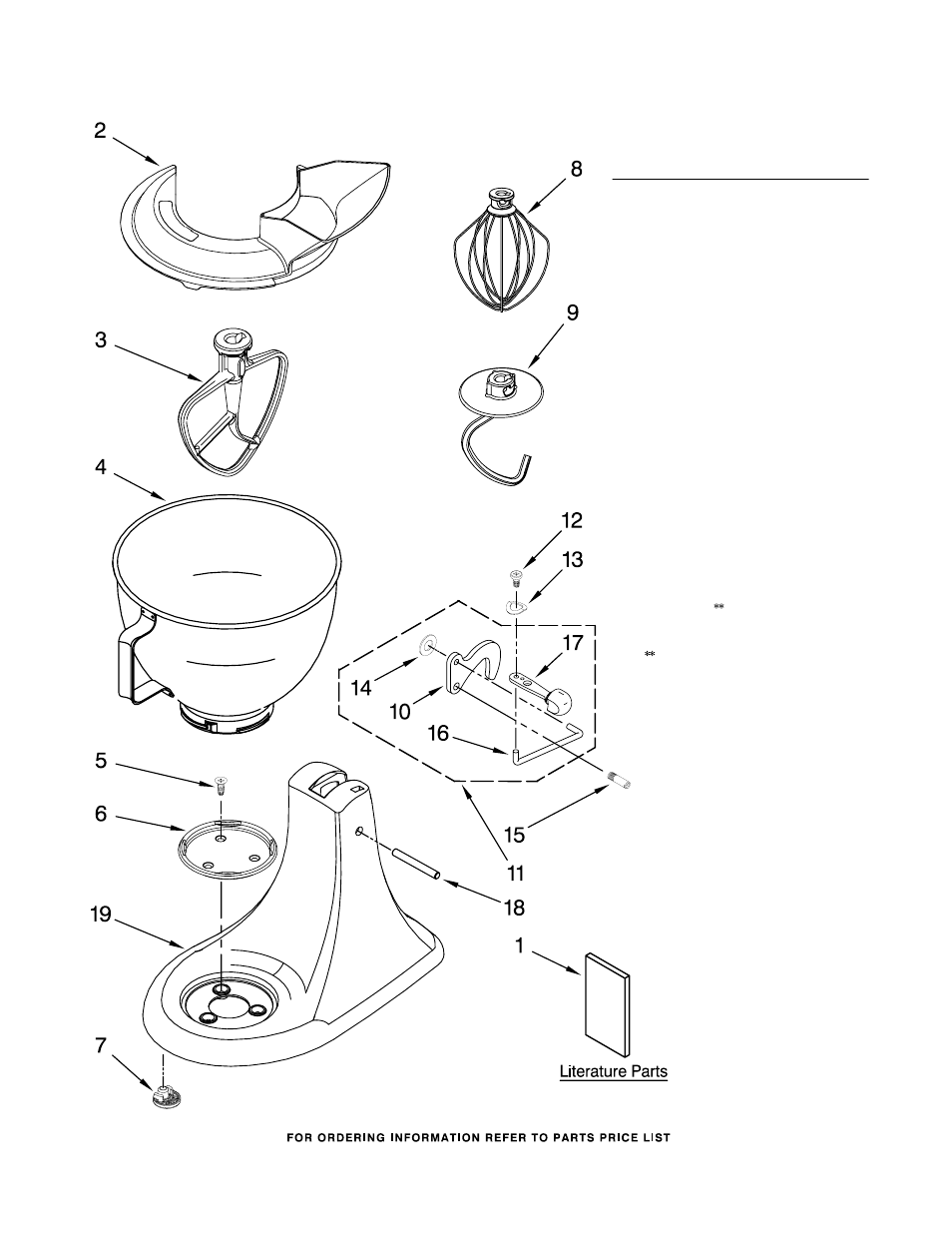 Base and pedestal unit, Literature, For models: ksm100ps | KITCHENAID KSM100PSMC0 User Manual | Page 8 / 9
